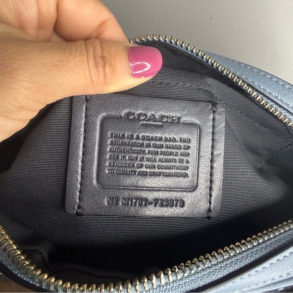 Coach Signature Jacquard Crossbody in Navy and Light Blue Trim - Picture 7 of 11